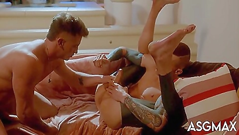 A sexy brunette babe gets fucked hard in the kitchen