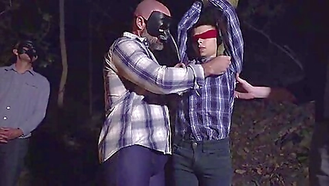 Busty dude in bondage bondage is fucked in doggy pose