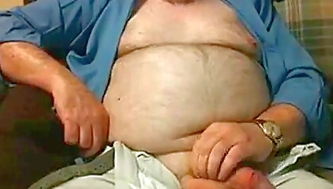 Sexy and busty vintage grandpa with a hairy bush and a large cock
