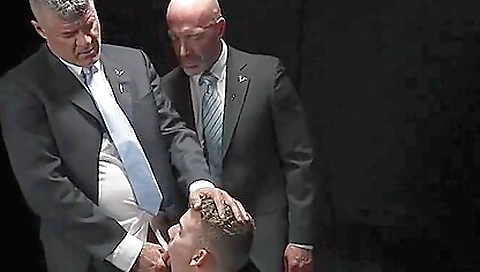 Thick guys with large cocks and a big dildo making love