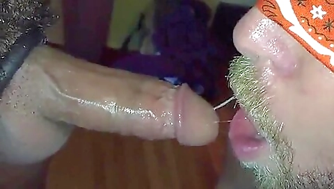 Blonde with a large and deep cock sucks a big dick