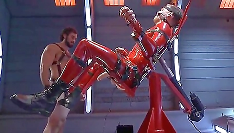 Latex lover with big boobs riding big cock and facial