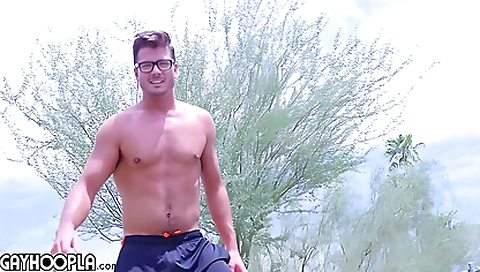 Muscular brunette teen does outdoor sport with all her skills
