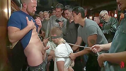 Amazing big cock tattooed dude is fucked by all the guys