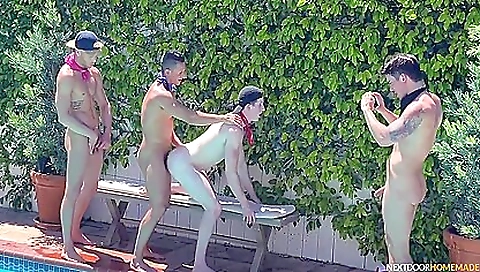 Bareback group sex with two hardcore tattooed babes